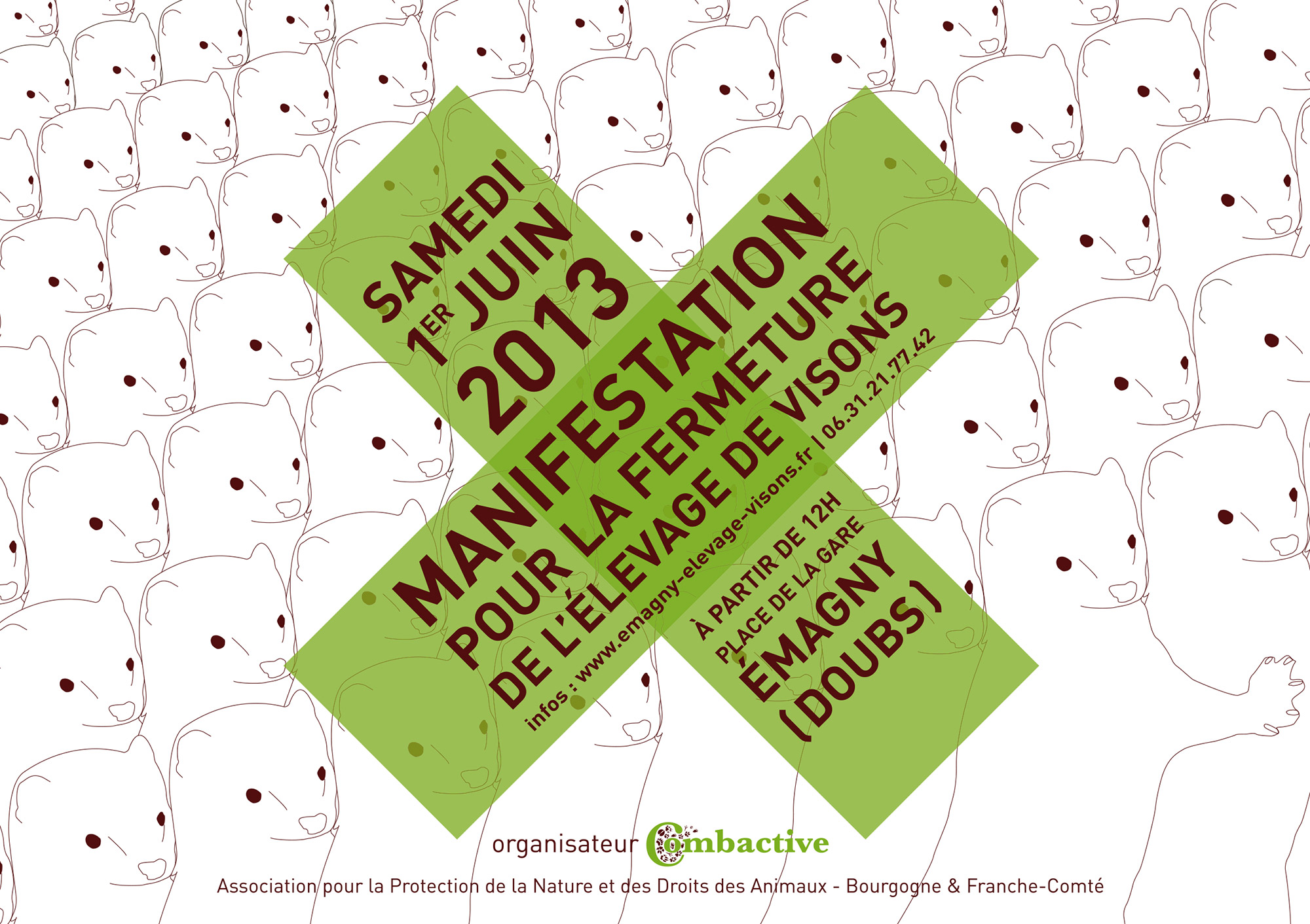 recto du flyer, multiplication à l'infini d'un dessin au trait de vison